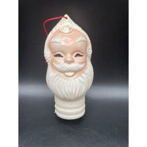 Vintage Santa Head Plastic Bank Ornament Made In Hong Kong